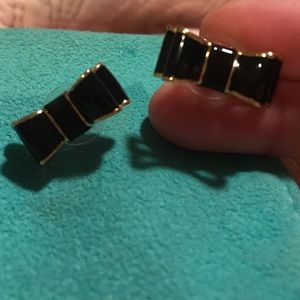 Kate Spade black enamel bow earrings
